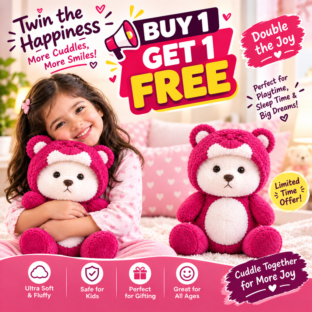 Premium Pink Soft Teddy Bear Buy 1 Get 1 Free