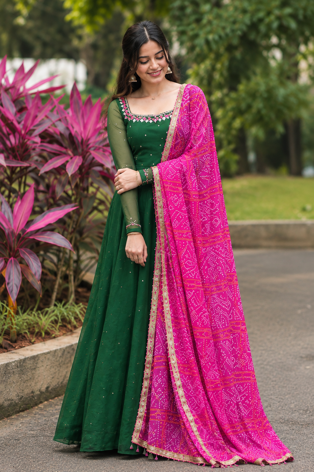 Women'S Solid Georgette Gown Kurta With Dupatta, Long Kurti Ethnic Dress Set For All Occasions