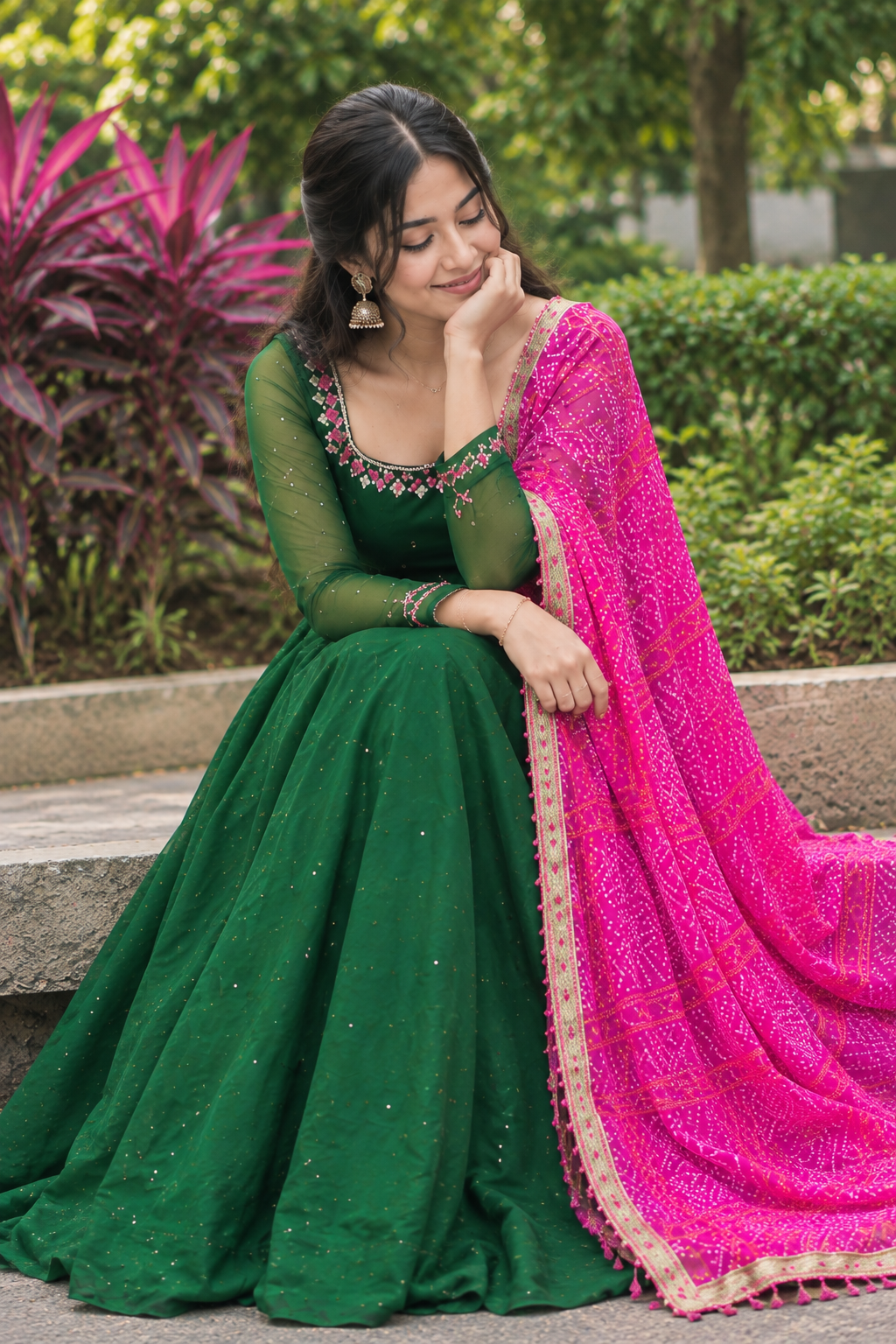 Women'S Solid Georgette Gown Kurta With Dupatta, Long Kurti Ethnic Dress Set For All Occasions