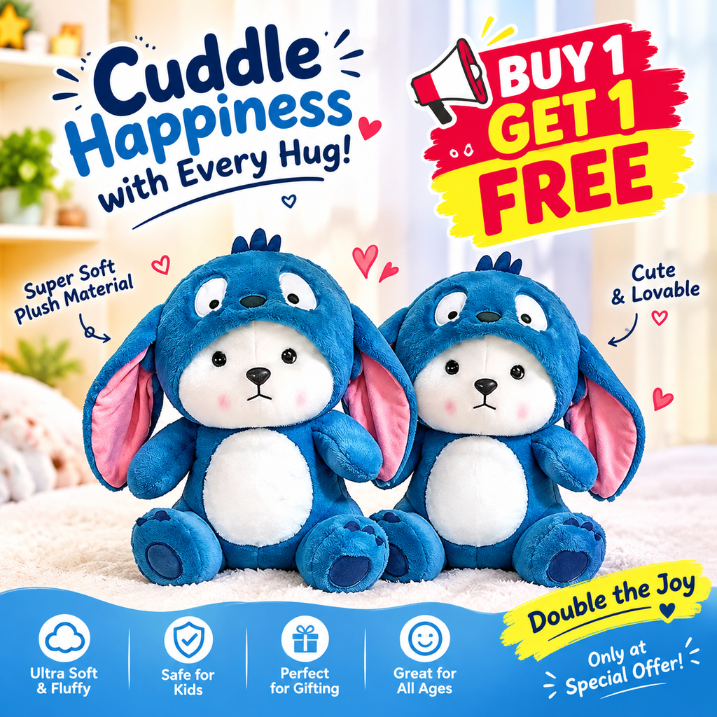 Premium Blue Soft Teddy Bear Buy 1 Get 1 Free